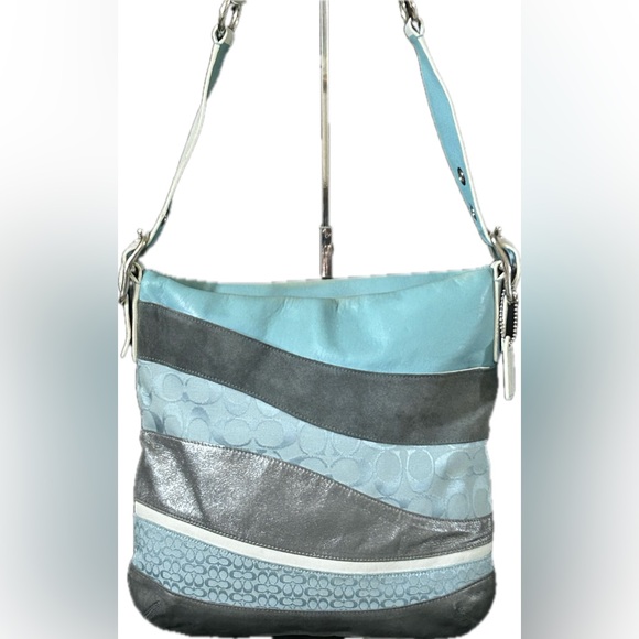 COACH Wave Patchwork Multimedia Leather and Signature C Jacquard Duffel Bag - Picture 1 of 13
